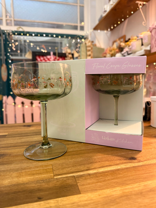 Floral Coupe Glasses