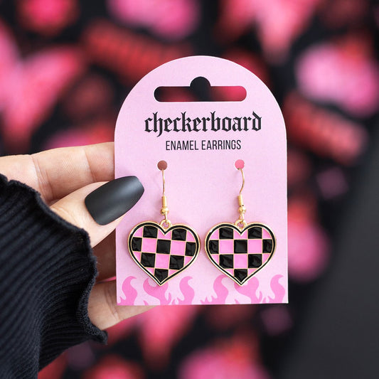 Checkerboard - Enamel Earrings
